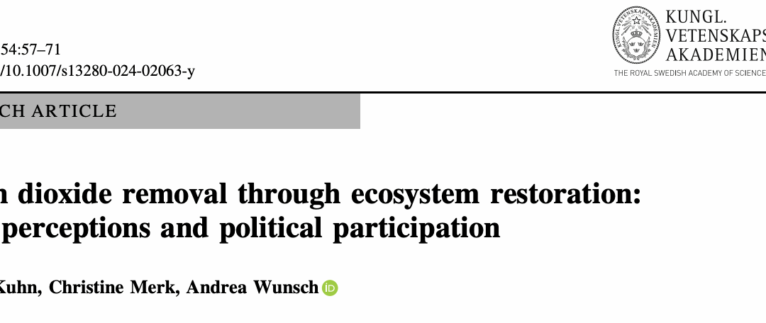 Rimozione dell’anidride carbonica attraverso il ripristino dell’ecosistema: percezioni pubbliche e partecipazione politica