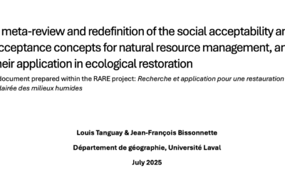Una Meta‑Review e ridefinizione dei concetti di accettabilità sociale e accettazione per la gestione delle risorse naturali e la loro applicazione nel ripristino ecologico